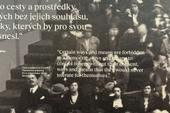 Picture of the Czechoslovak Senate, with the Františka Plamínková quote.