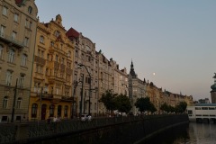 Buildings lining the bank of the Vltava River.