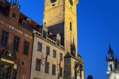 Astronomical clock at dusk.